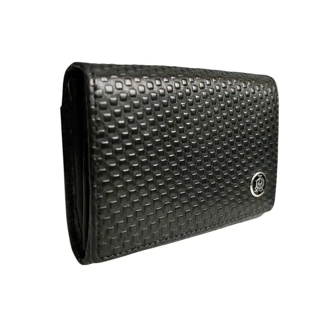 Dunhill Micro D-Eight Black Leather Snap Wallet Card Holder Coin Case